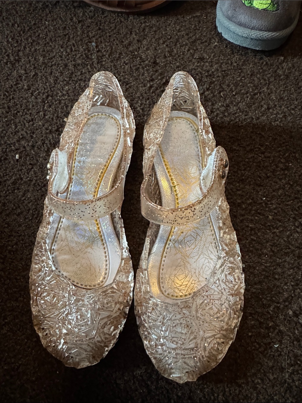 Clear Glitter Jelly Mary Jane Flats